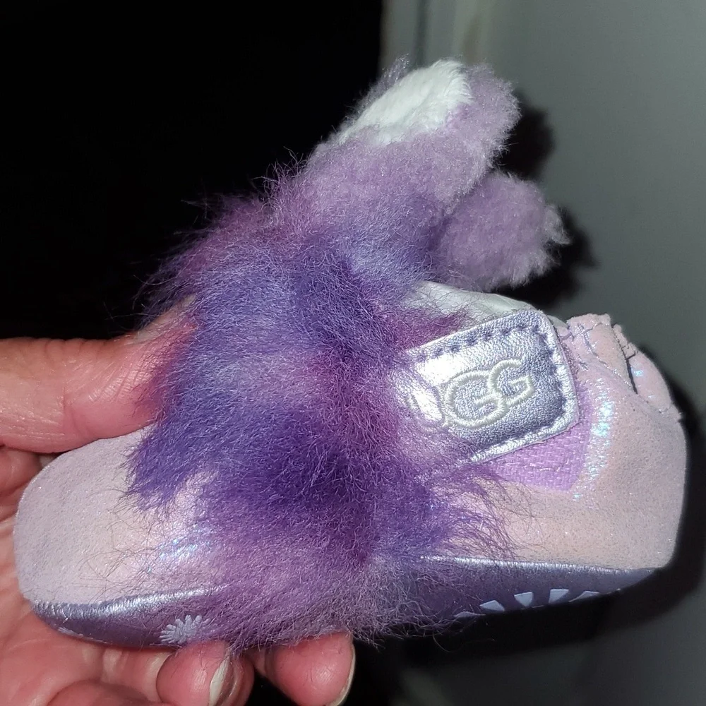 New Ugg Paz I Purple Fuzzy Bunny Bootie Ugg Size 02/03 6-12 months